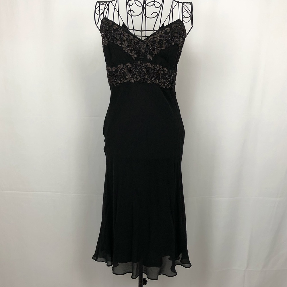 Jones New York sheer silk beaded LBD 10
